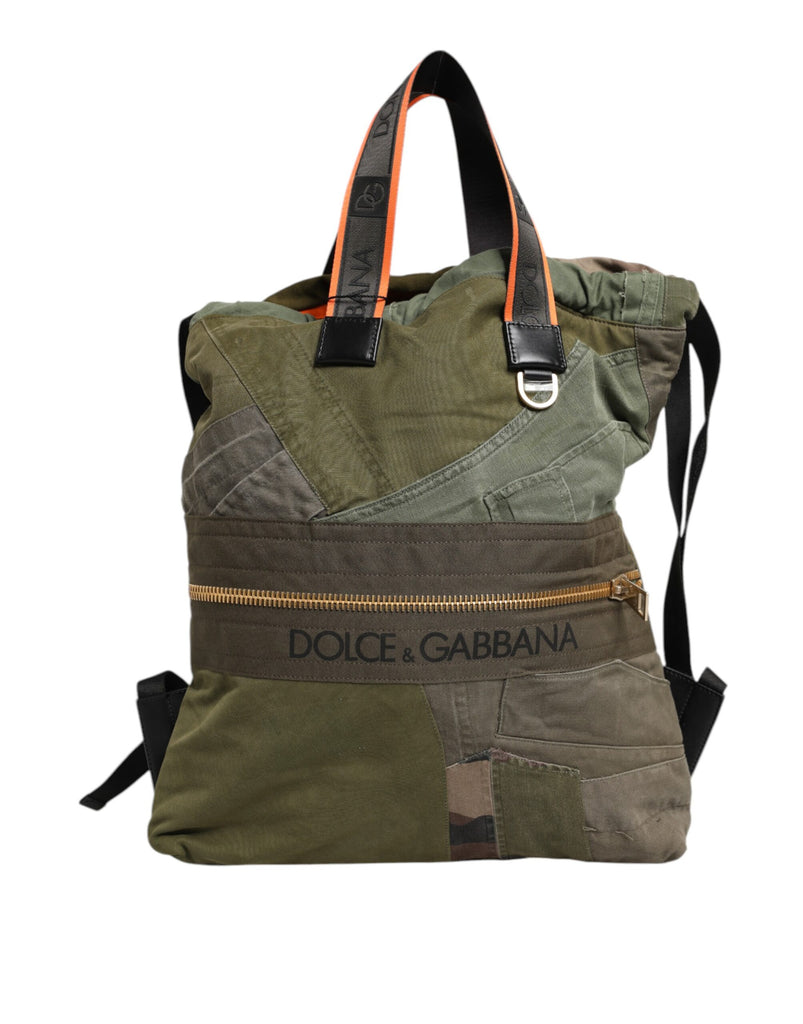 Military Green Patchwork Rucksack Backpack Bag