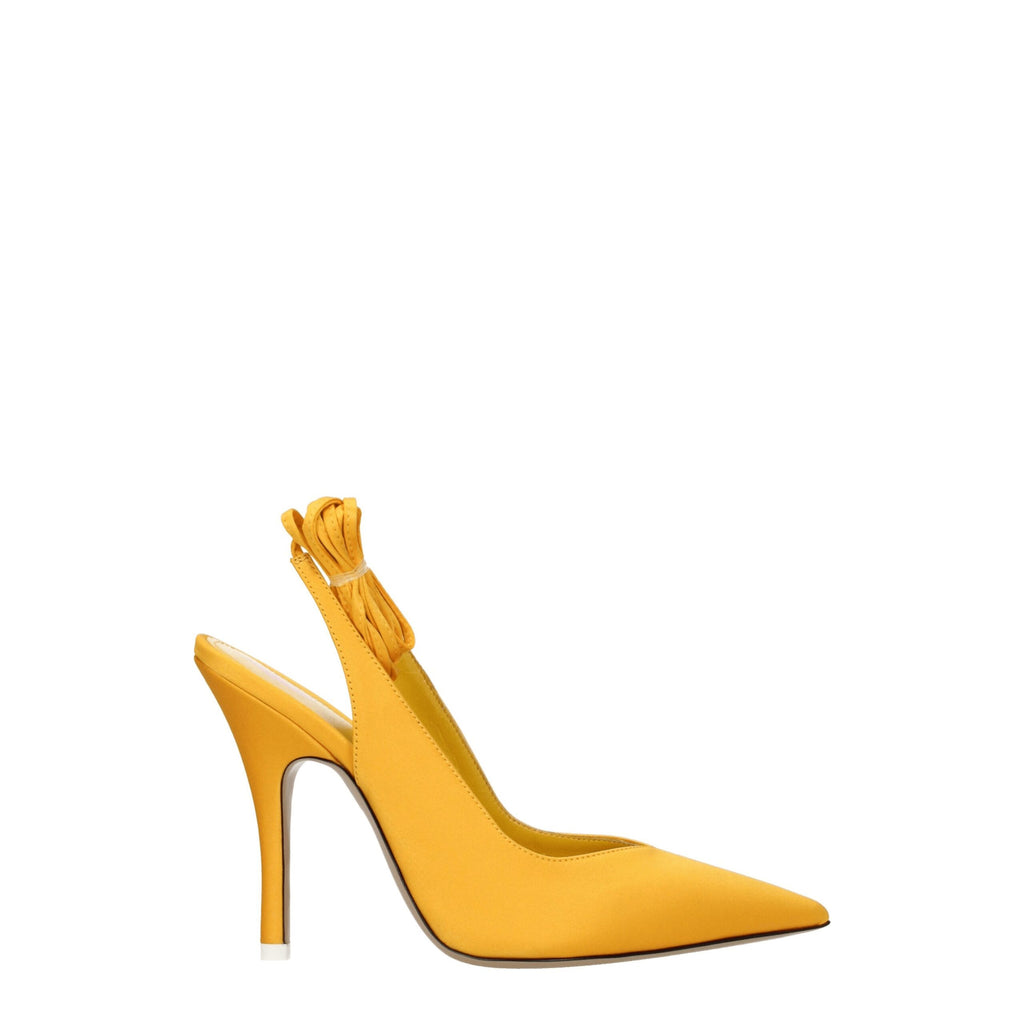 Orange Satin High Heel Pumps