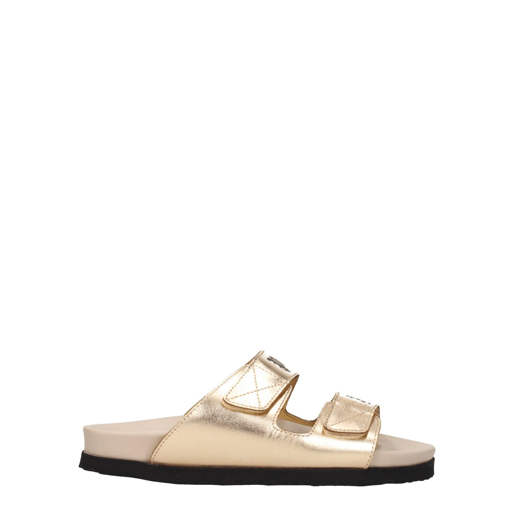 Gold Leather Slippers