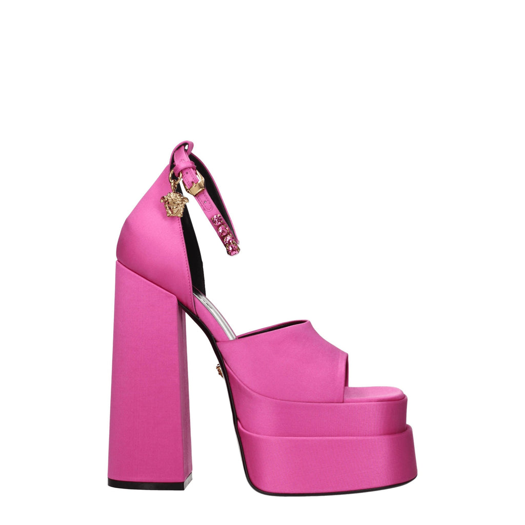 Pink Satin Platform Sandals