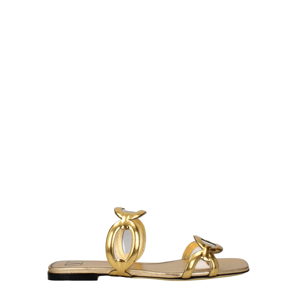 Gold Leather Slippers