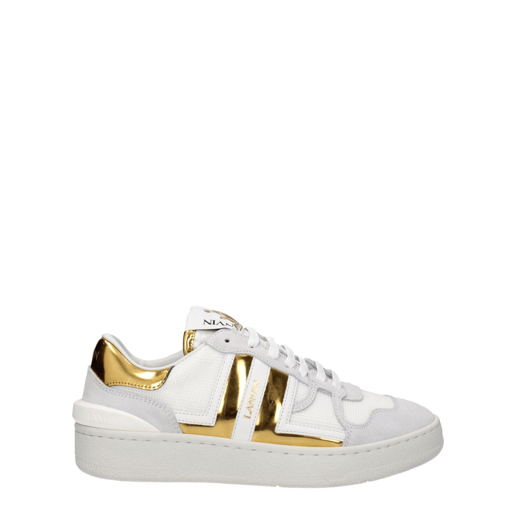 White Fabric Low Top Sneakers