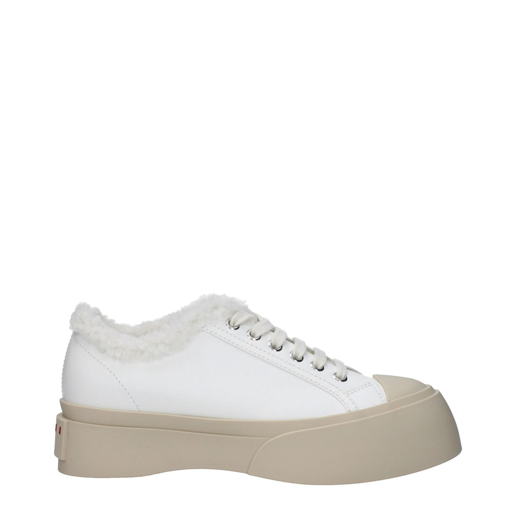 White Leather Low Top Sneakers