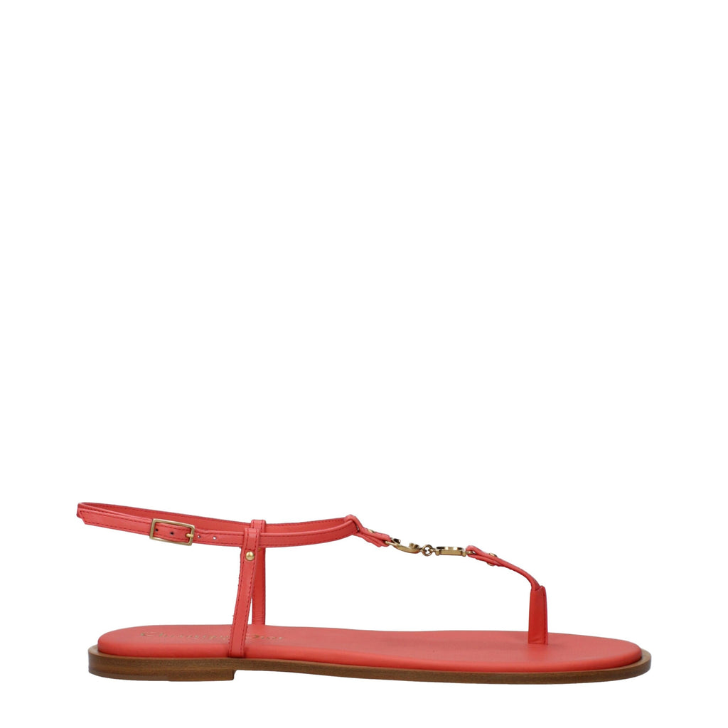 Pink Leather Flip-Flop Sandals