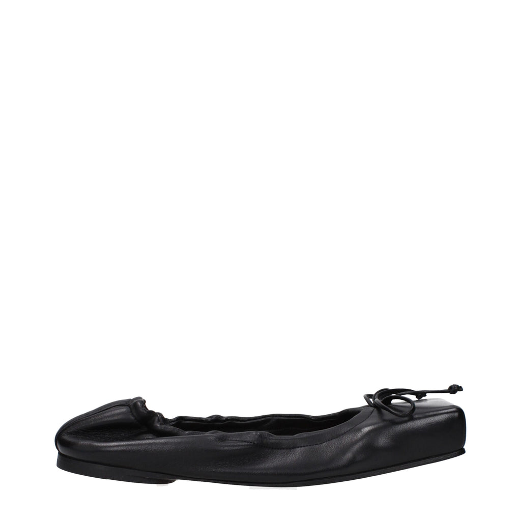 Black Leather Ballet Flats