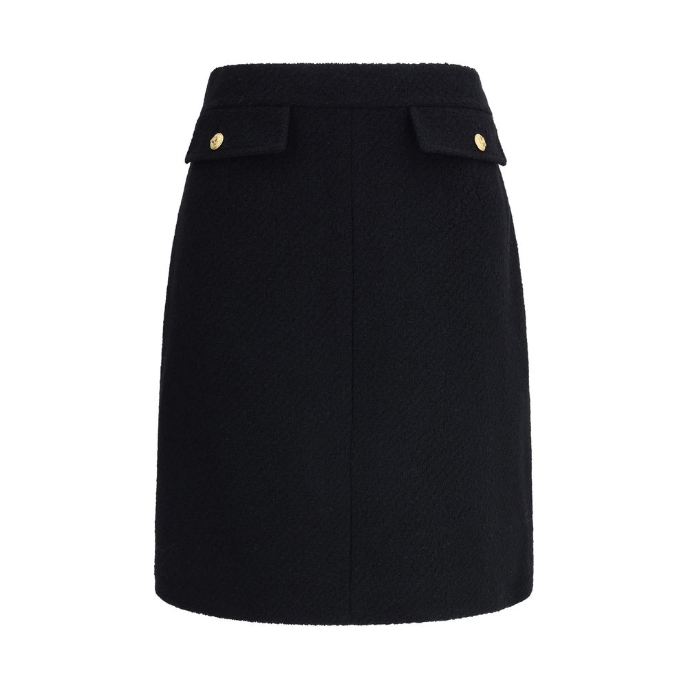 Black Wool Midi Skirt