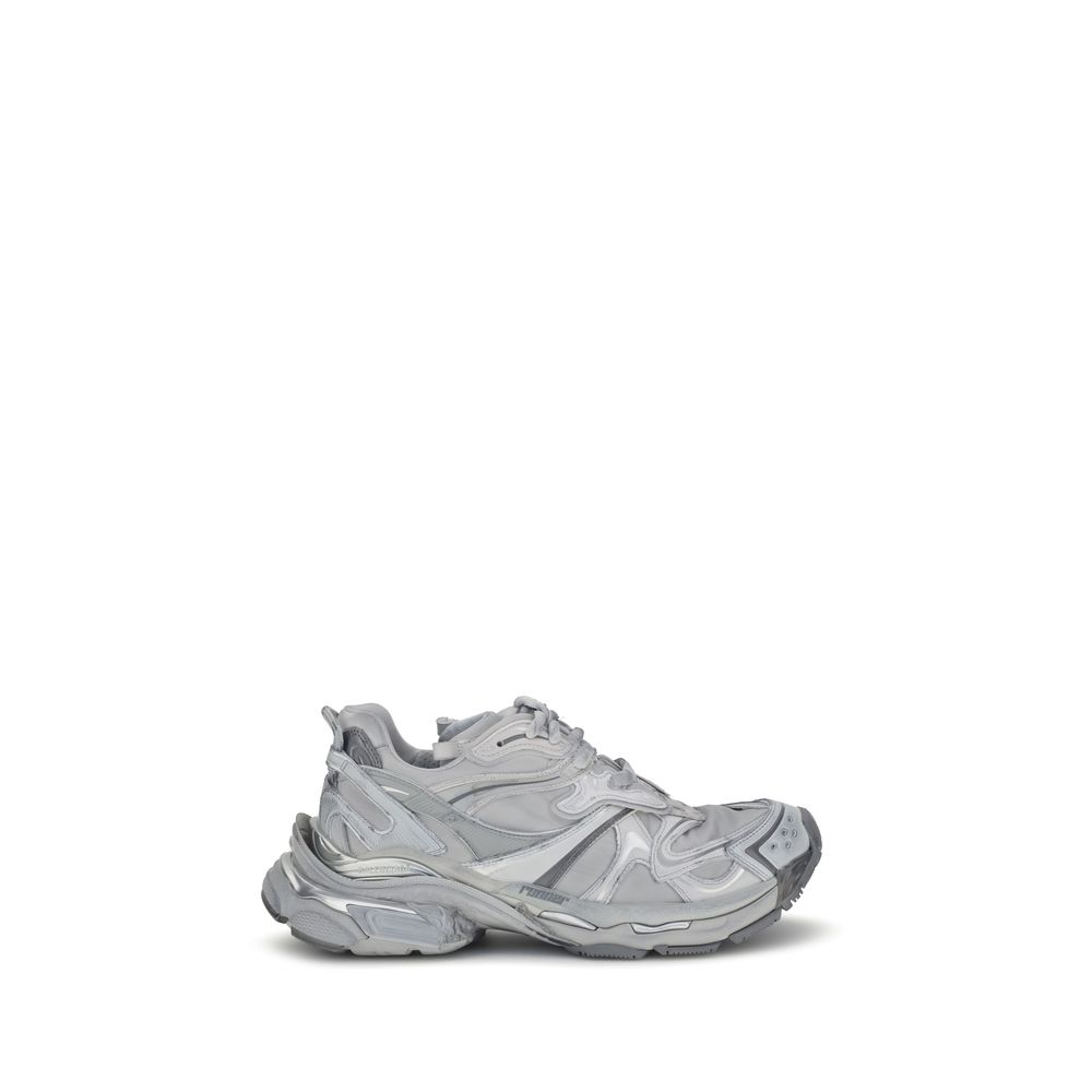 Gray Polyester Platform Sneakers