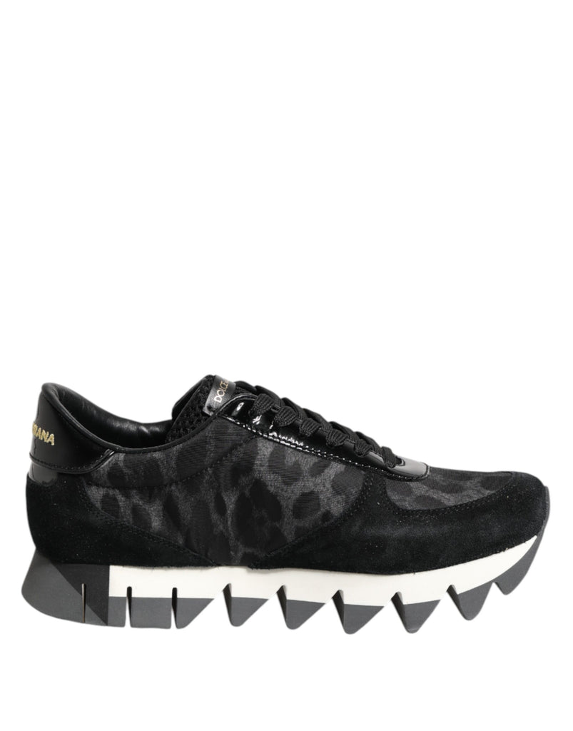 Black Gray Leopard Low Top Sneakers Shoes