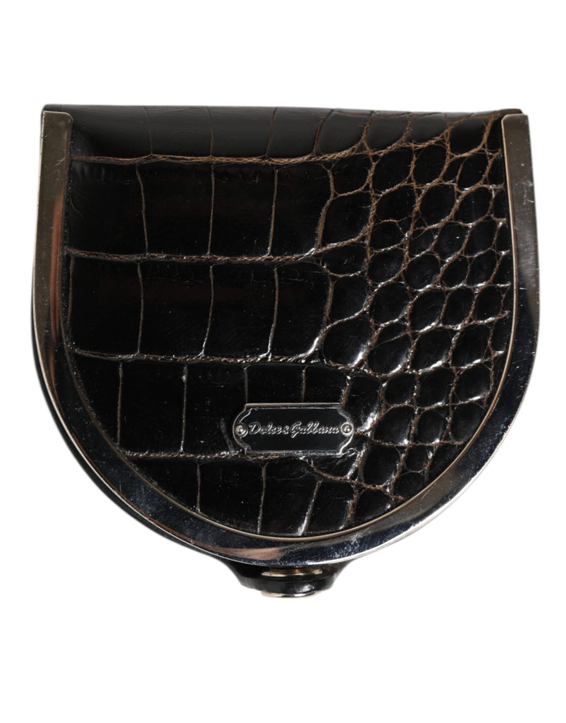 Black Polished Crocodile Leather Mens Coin Purse Wallet