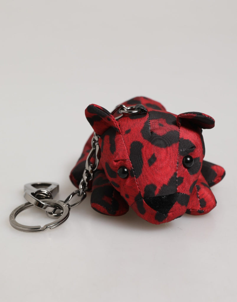 Red Black Polyester Animal Silhouette Bag Keychain Keyring