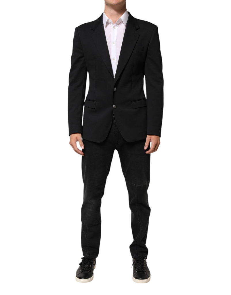 Dark Blue Cotton Men Jacket Coat Blazer Suit