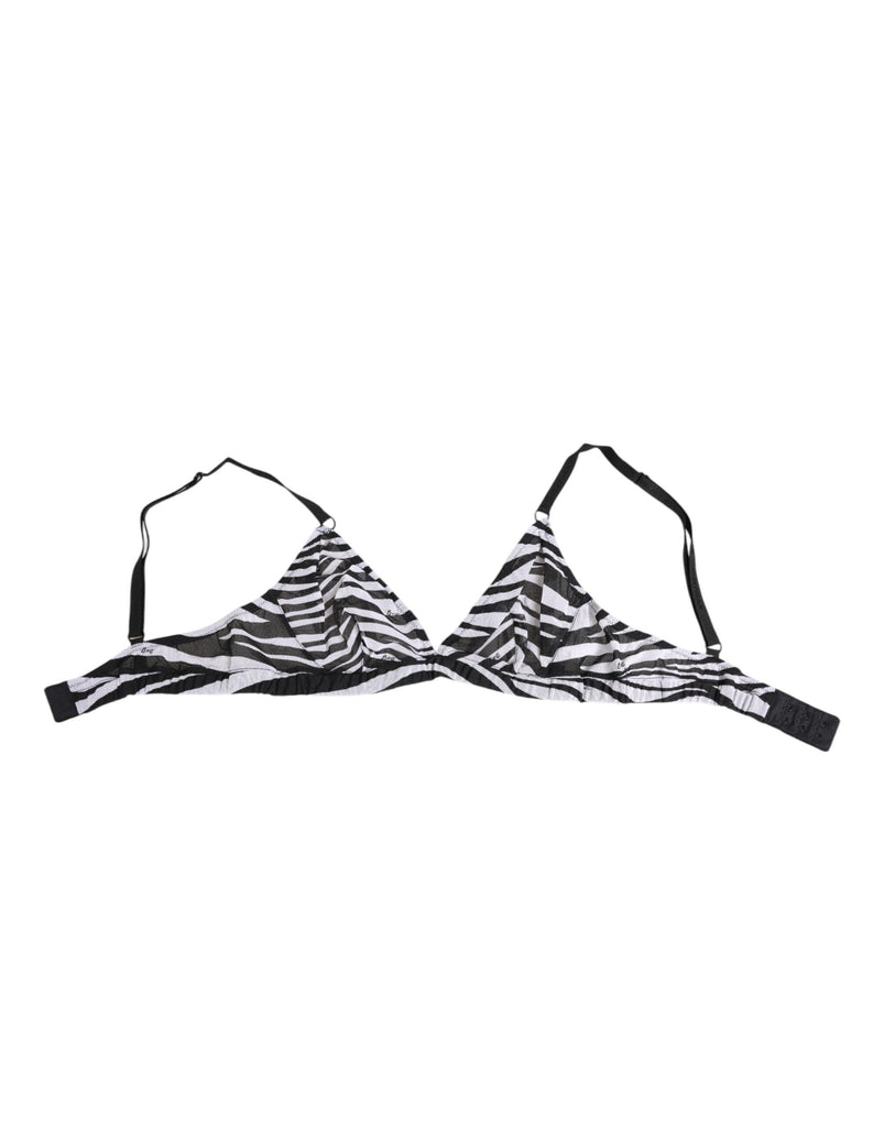 Black White Zebra Print Sheer Mesh Bralette Underwear