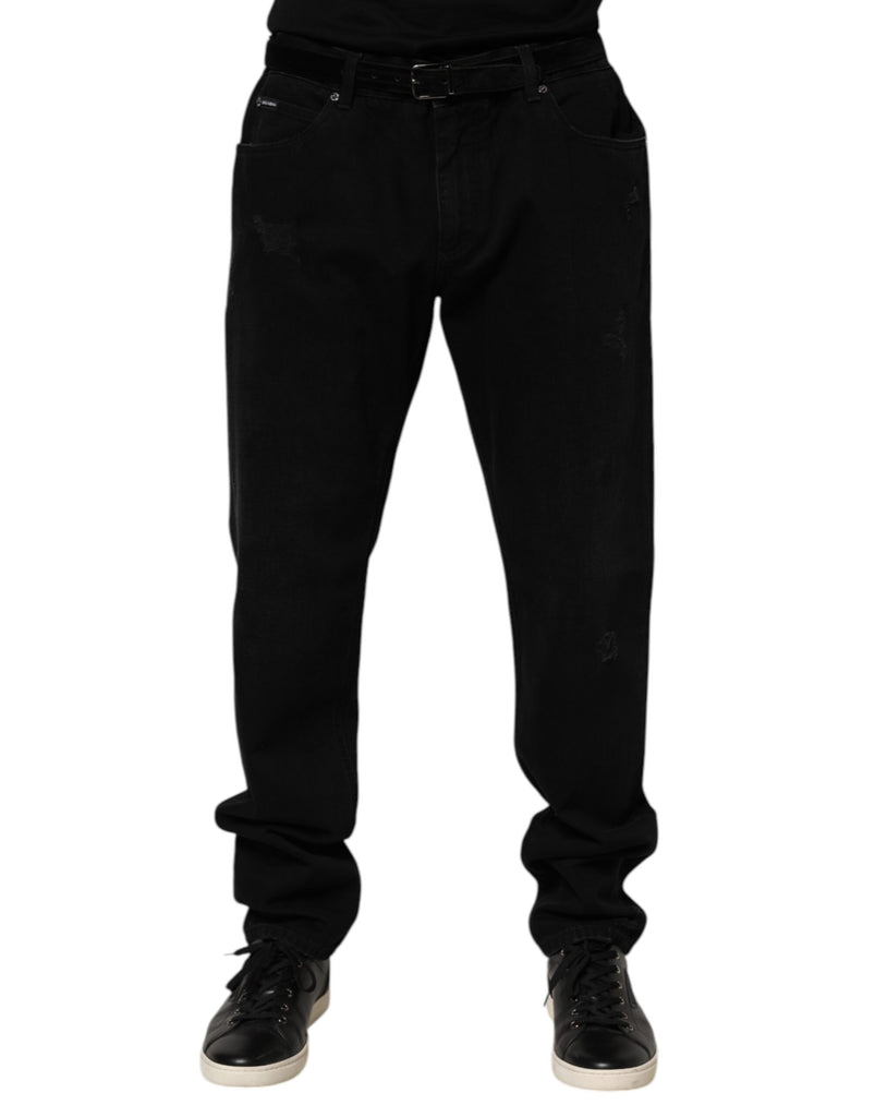 Black Cotton Regular Denim Men Trouser Jeans