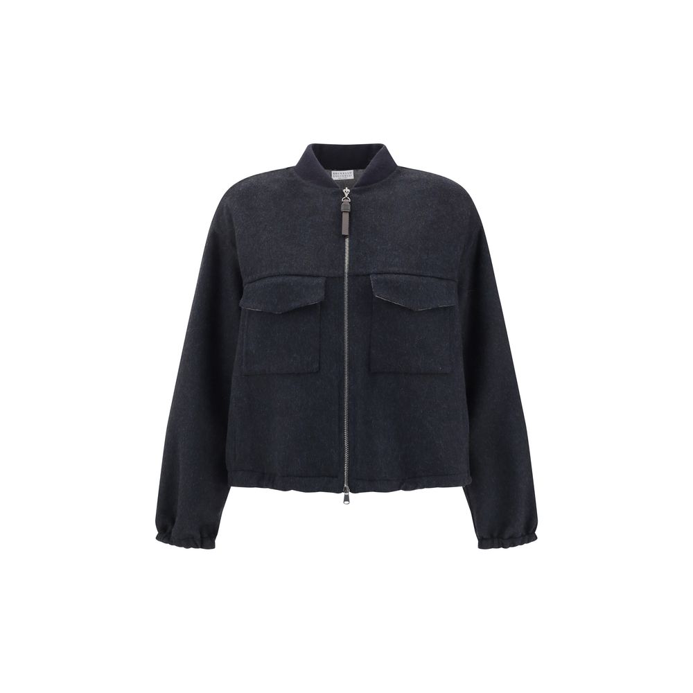 Blue Fleece Wool Bomber