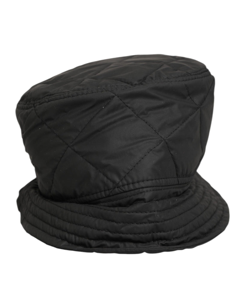 Black Nylon Quilted Bucket Men Capello Hat