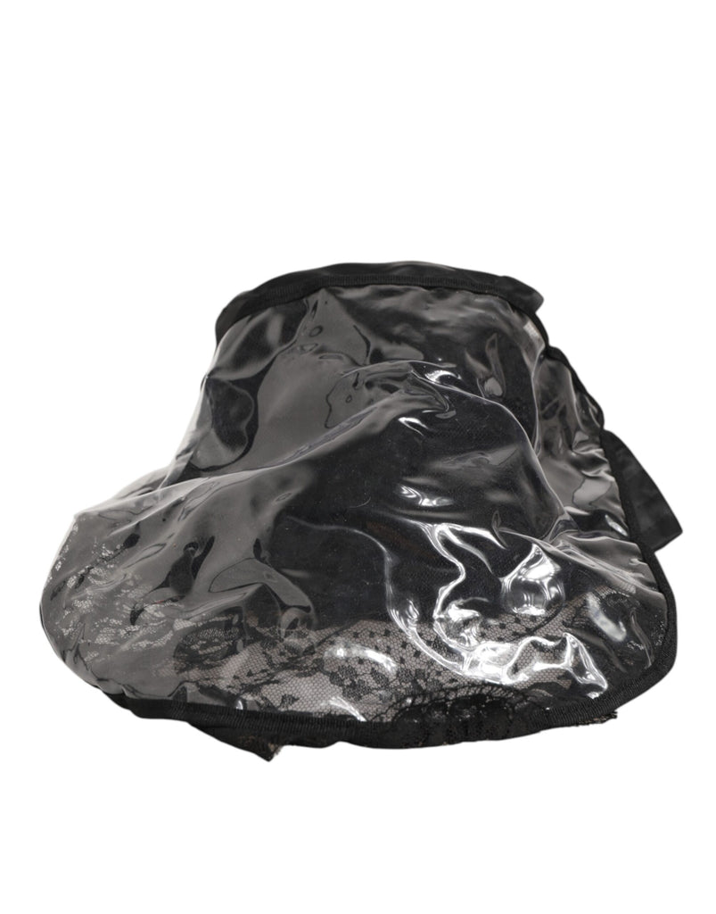 Black PVC Wide Brim Men Bucket Capello Hat