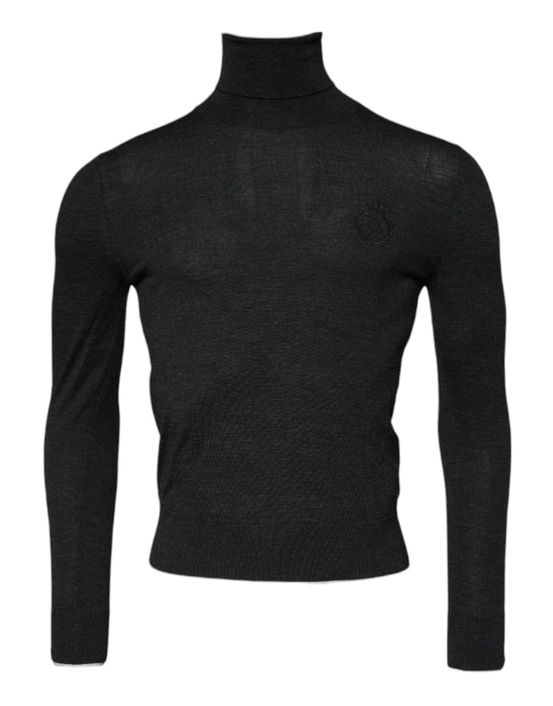 Black Wool Turtle Neck Men Pullover Sweater