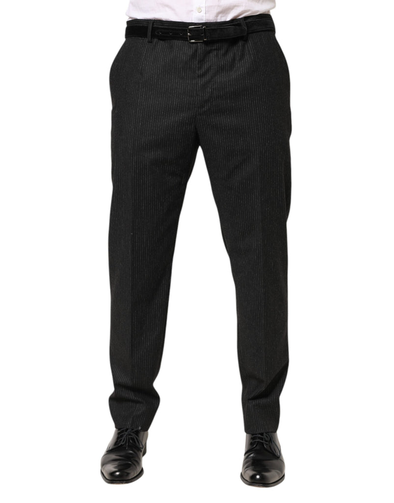 Black Cotton Mid Waist Dress Trouser Pants