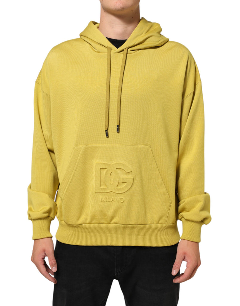Yellow Logo Cotton Hooded Sweatshirt Sweater