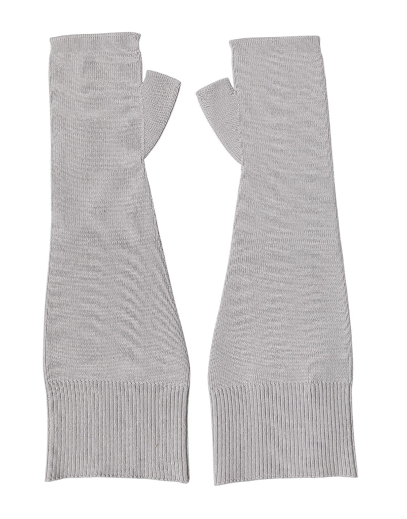 Gray Virgin Wool Knitted Fingerless Men Gloves