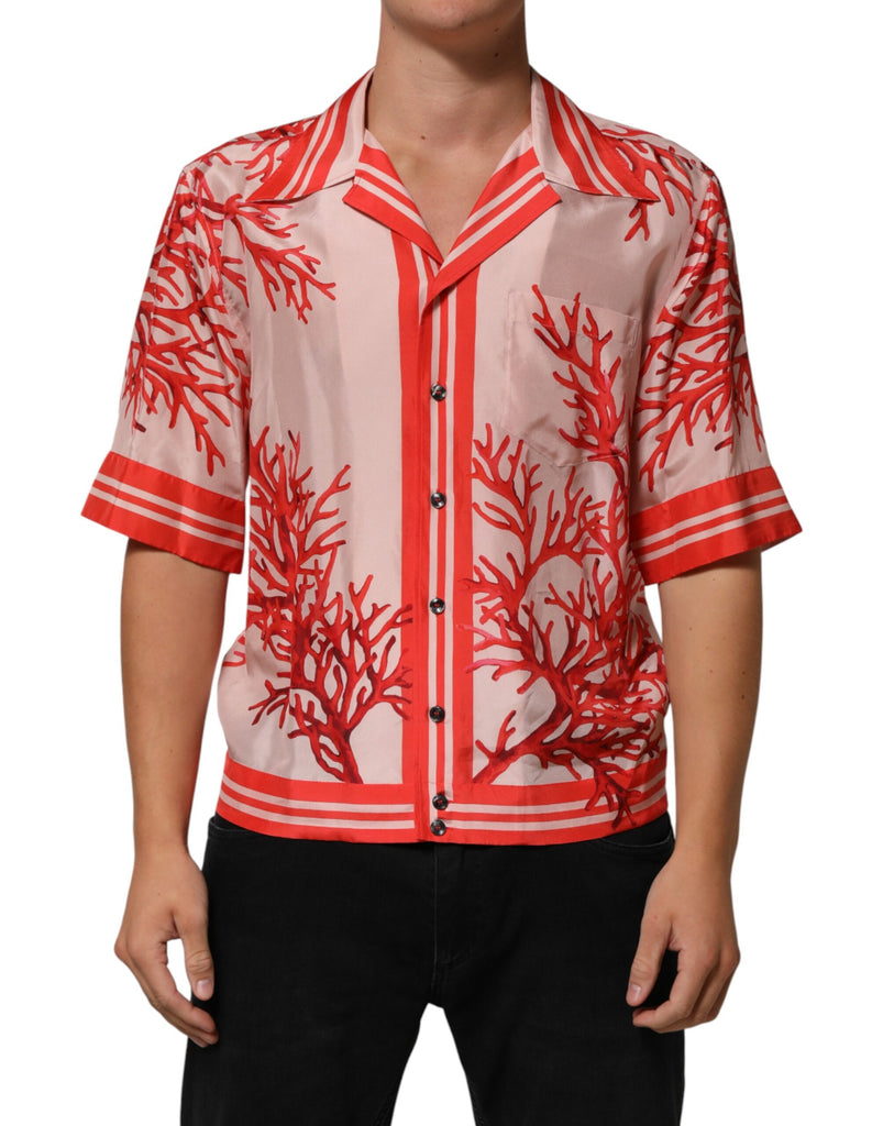 Shirt Red Corals Short Sleeves Button Down