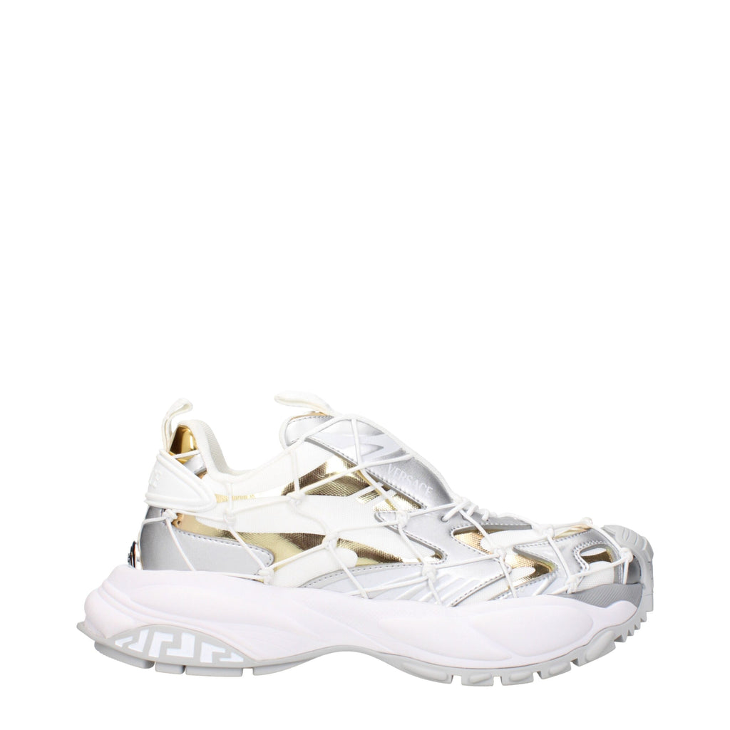 White Fabric Chunky Sneakers