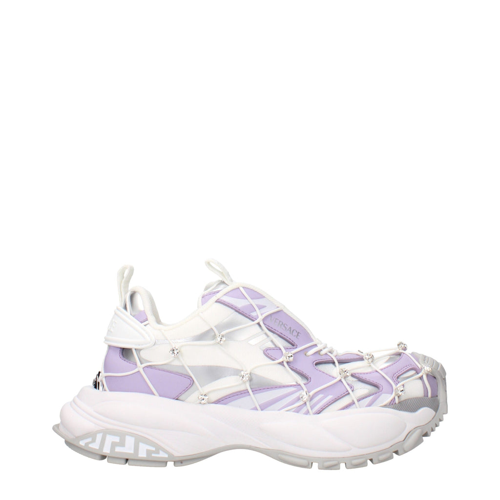 White Fabric Chunky Sneakers
