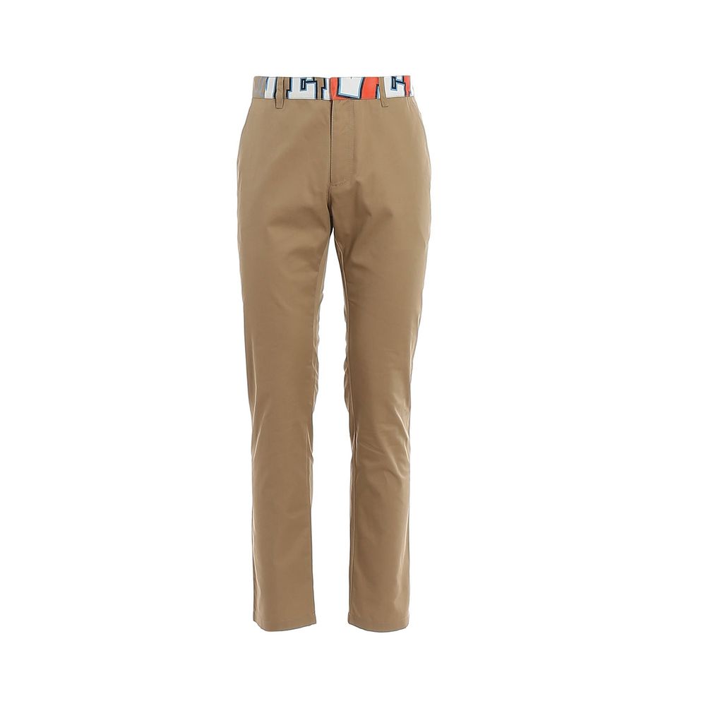 Beige Cotton Chino Pants