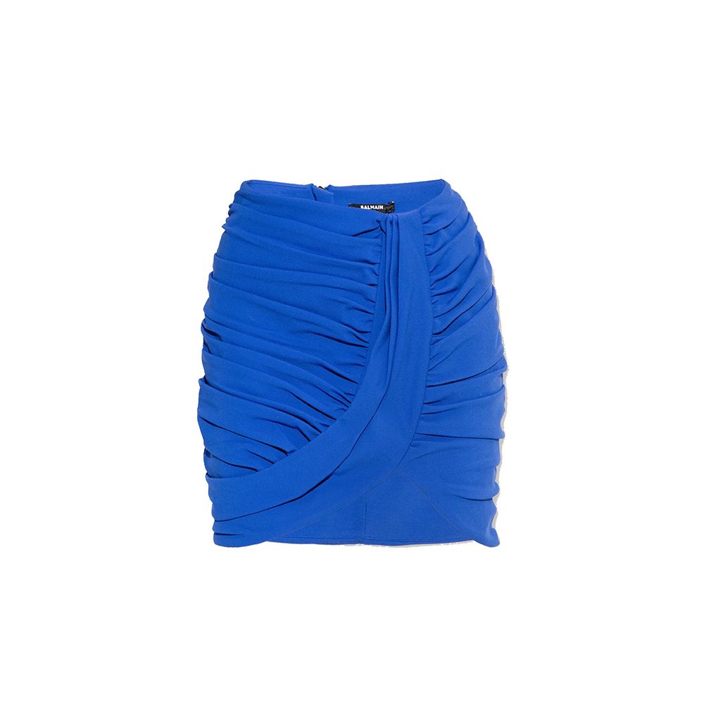 Blue Elastane Mini Skirt