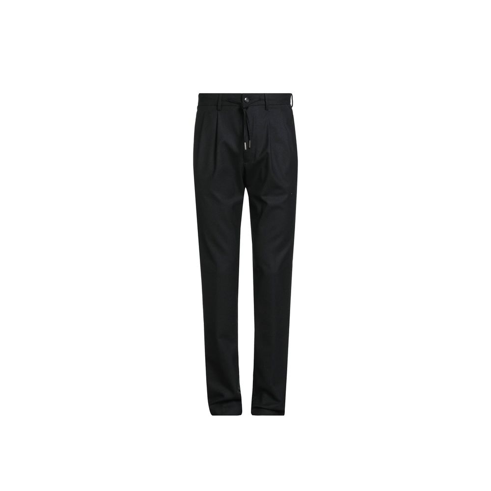 Black Elastane Casual Pants
