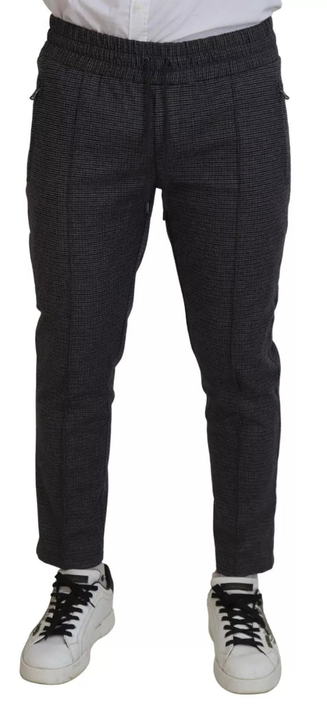 Gray Striped Wool Skinny Trouser Pants