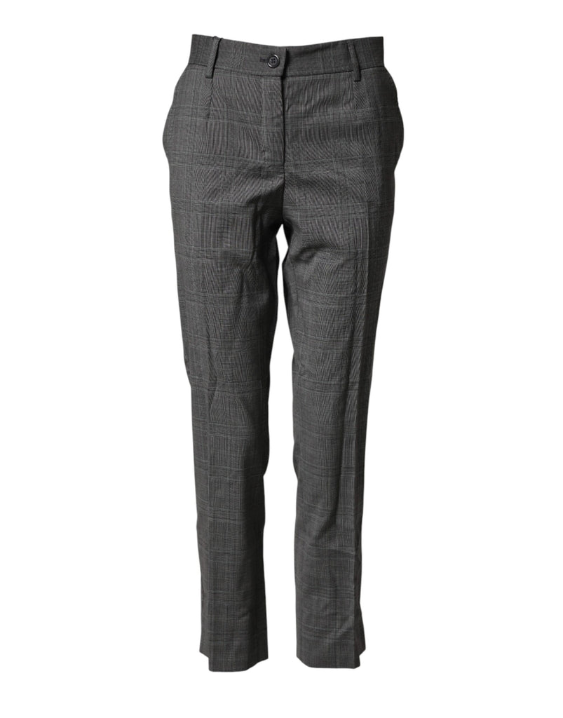 Dark Gray Check Tartan VirginWool Dress Pants