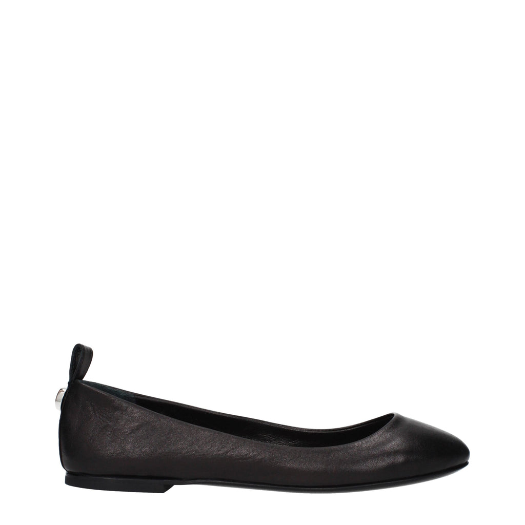 Black Leather Ballet Flats
