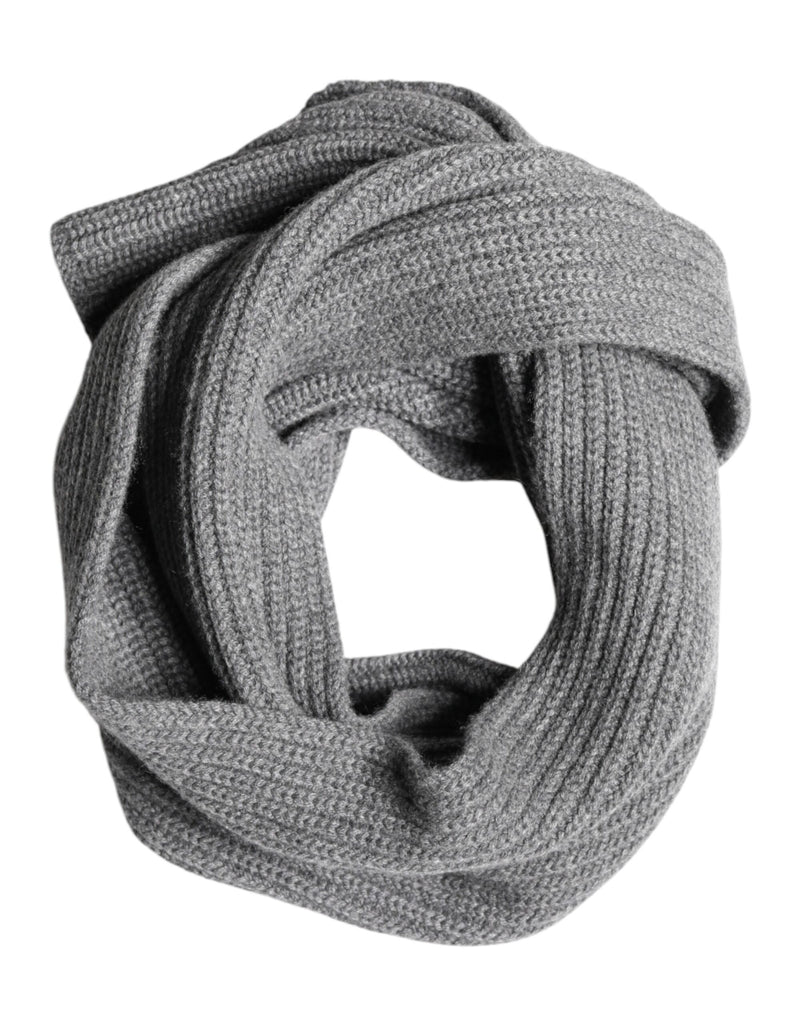 Gray Cashmere Knit Neck Wrap Shawl Scarf