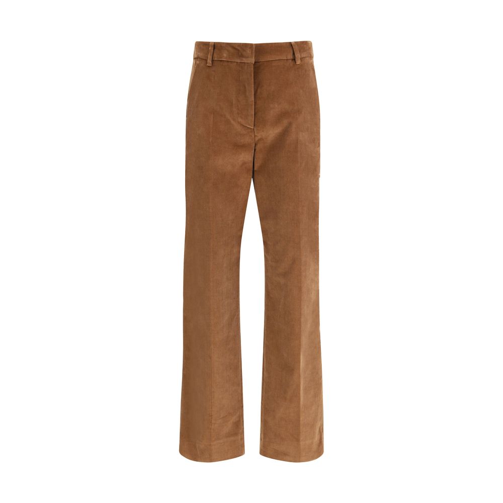 Brown Cotton Casual Pants