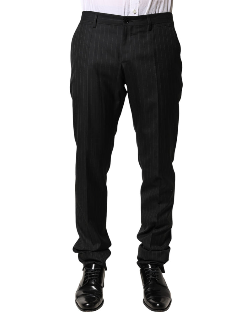 Black Stripes Wool Men Dress Trousers Pants