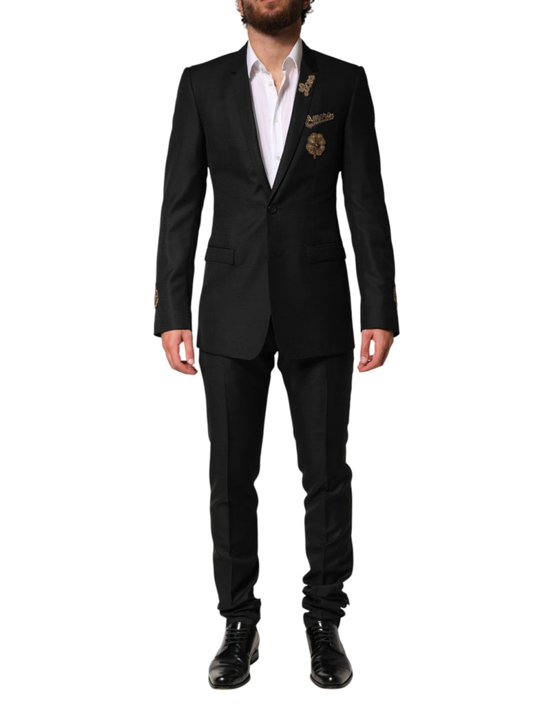 Black Embellished Single Breasted 2 Pc Suit