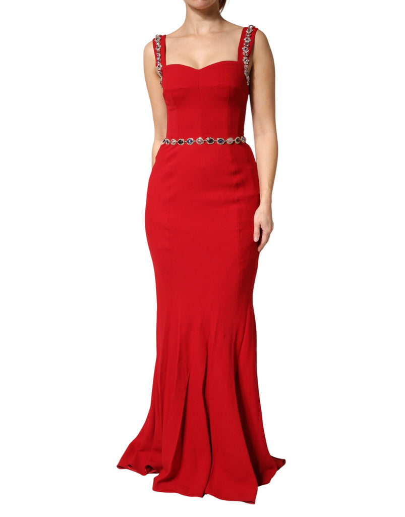 Red Embellished Sheath Mermaid Gown Dress