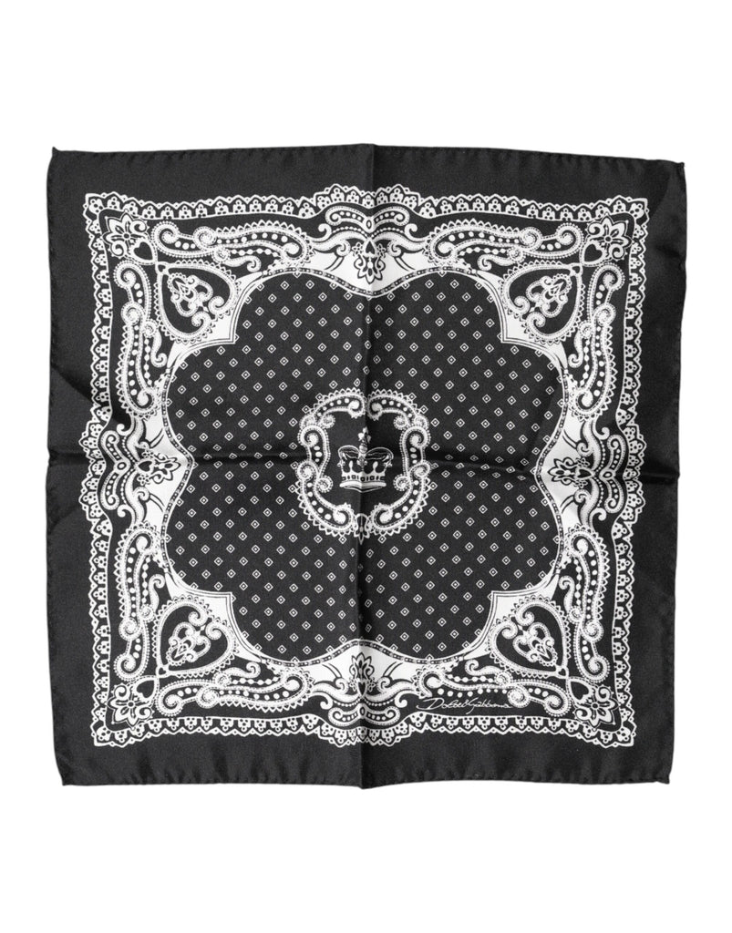 Black Bandana Print Square Handkerchief Scarf