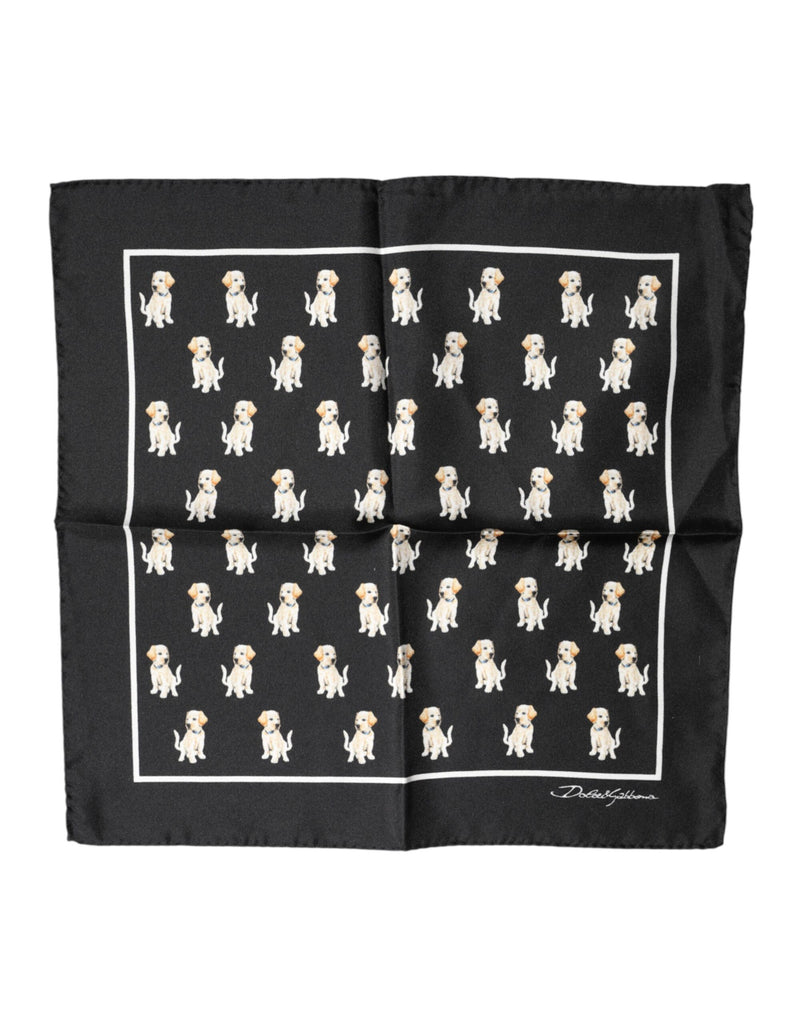 Black Dog Print Square Handkerchief Scarf