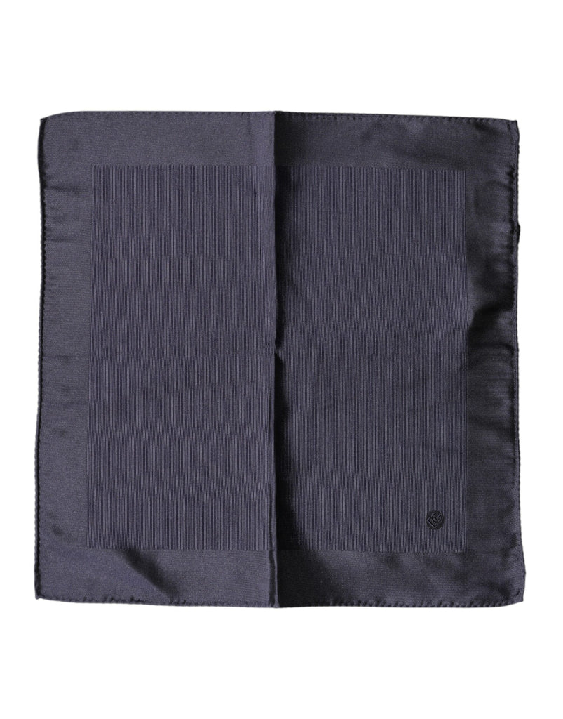 Blue Logo Silk Men Square Handkerchief Scarf