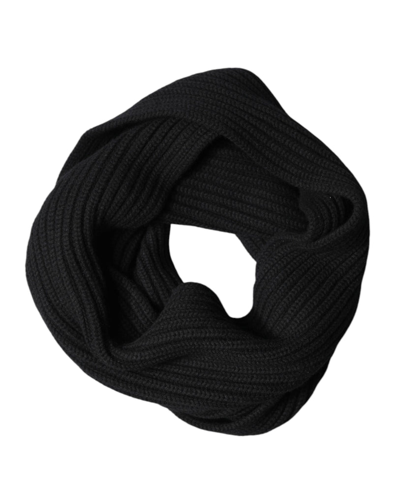 Black Cashmere Knit Neck Wrap Shawl 202cm x 26cm  Scarf