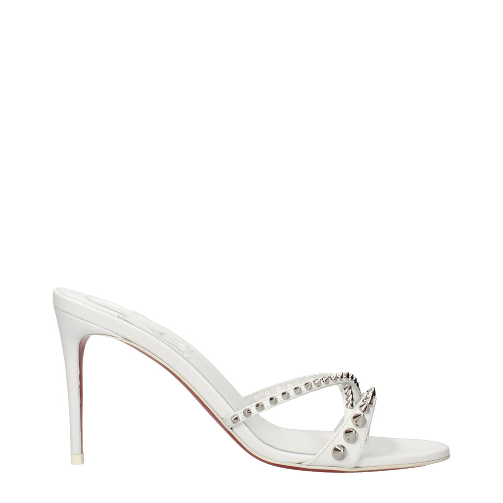 White Leather Stiletto Heel Sandals
