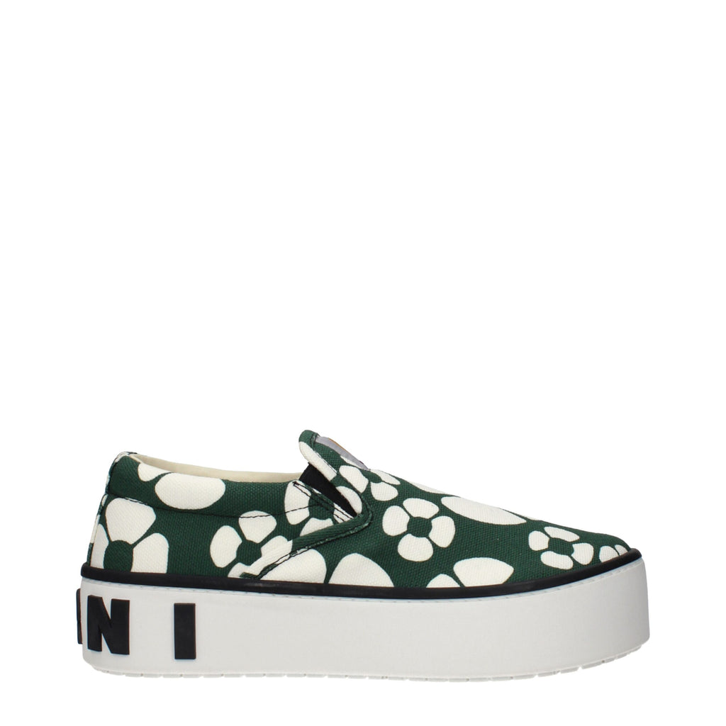 Green Fabric Slip-On Loafers