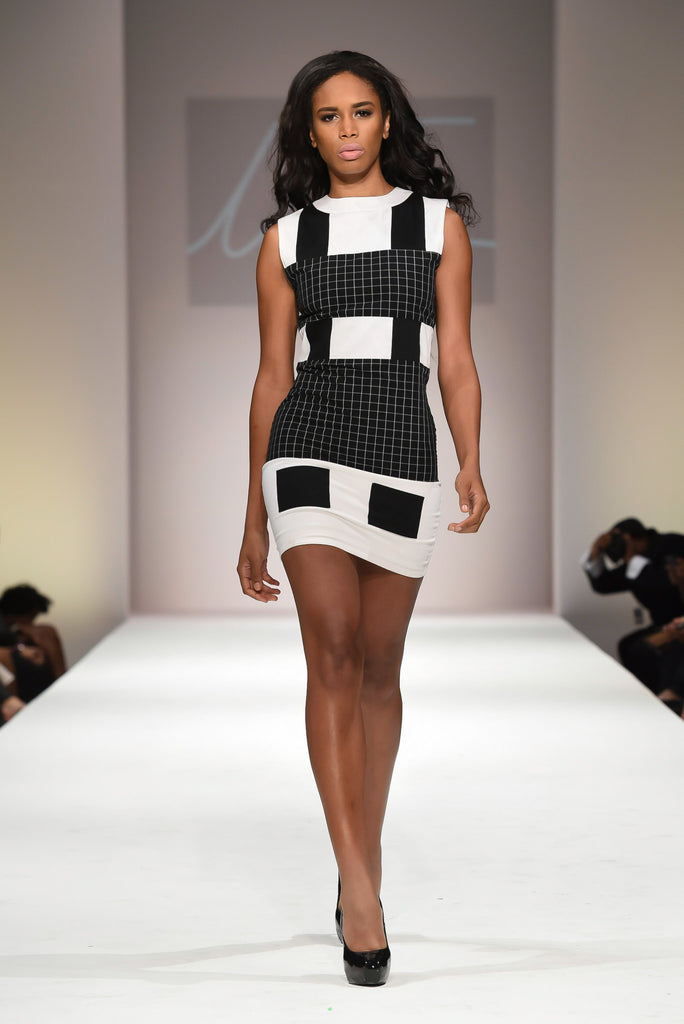 Bold Women Dress, White x Black